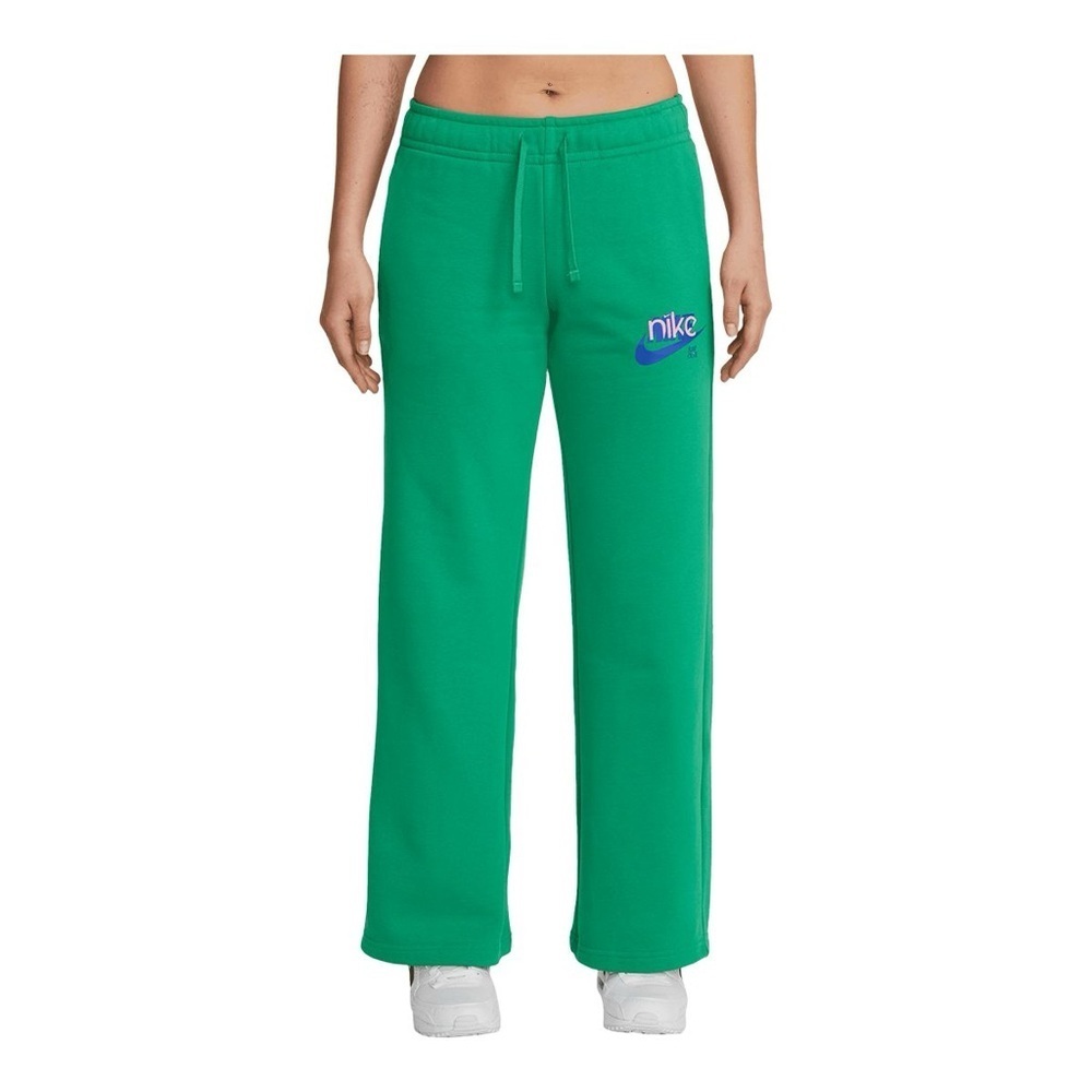 Nike Green Club Fleece French Terry Pink logo Graphic Wide Pants size Large